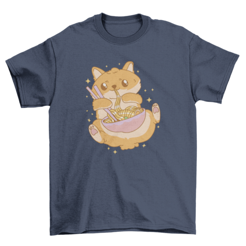 Cute Fashion Pomeranian Pet dog eating ramen Noodle Food Animal