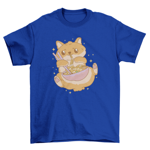 Cute Fashion Pomeranian Pet dog eating ramen Noodle Food Animal